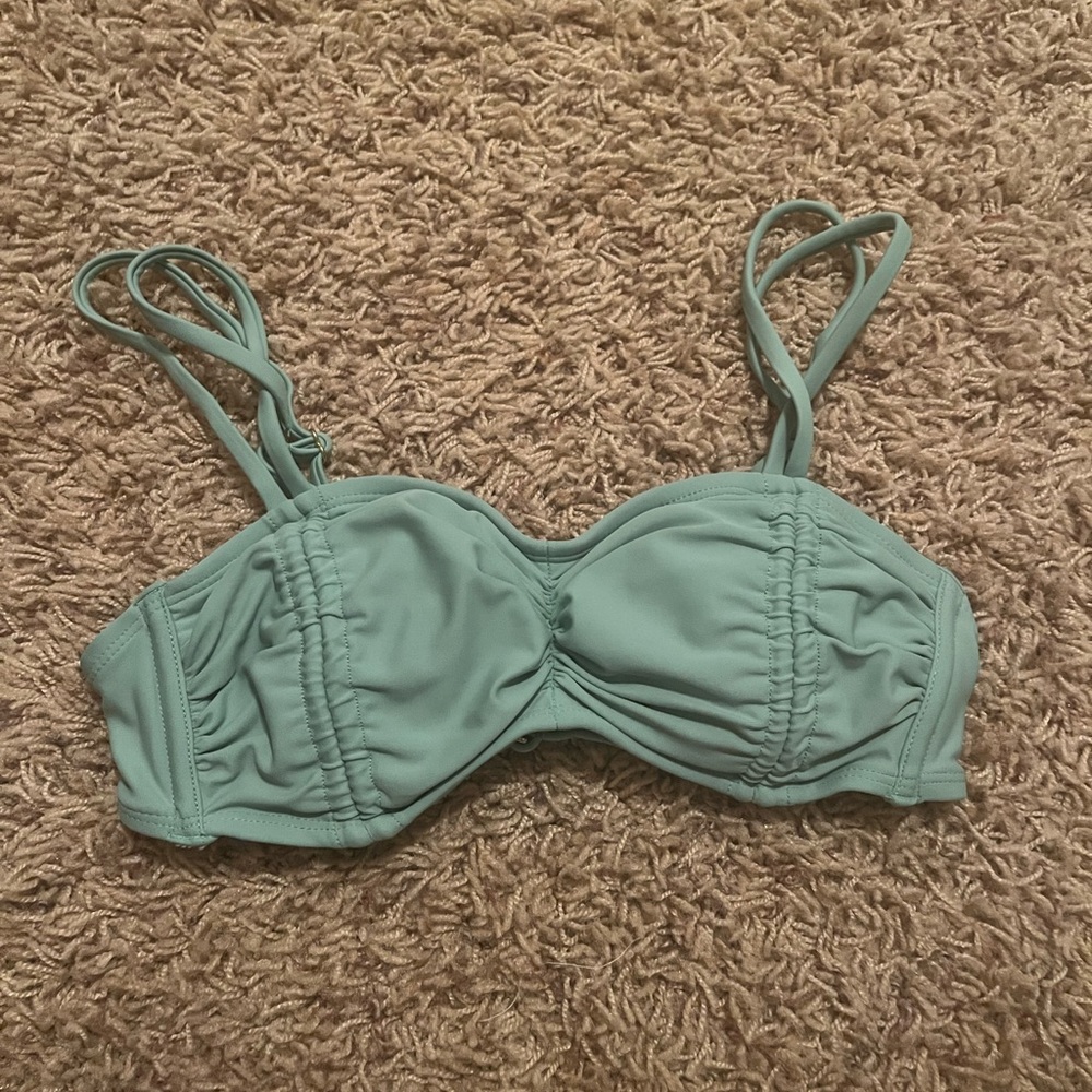 green scrunched bikini top